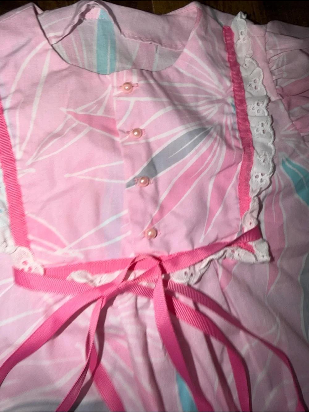 Vintage 1980s Girls Pink Hawaiian Floral Prairie Maxi Dress Approx Size 6